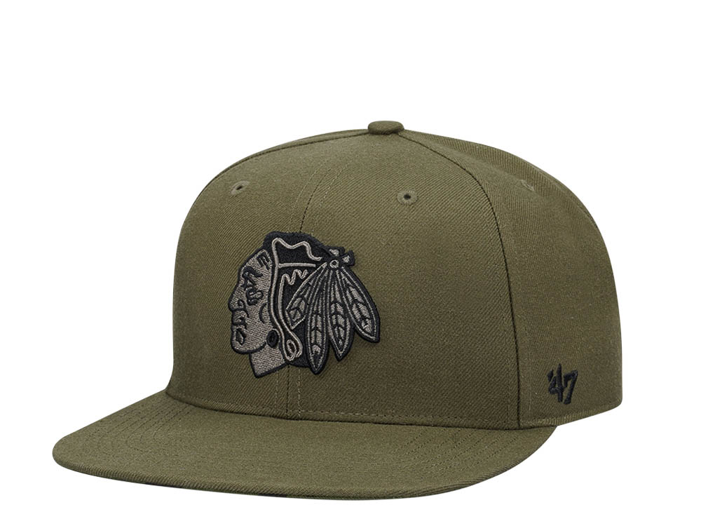47Brand Chicago Blackhawks Sandalwood Ballpark Camo Captain Captain MVP Snapback Casquette