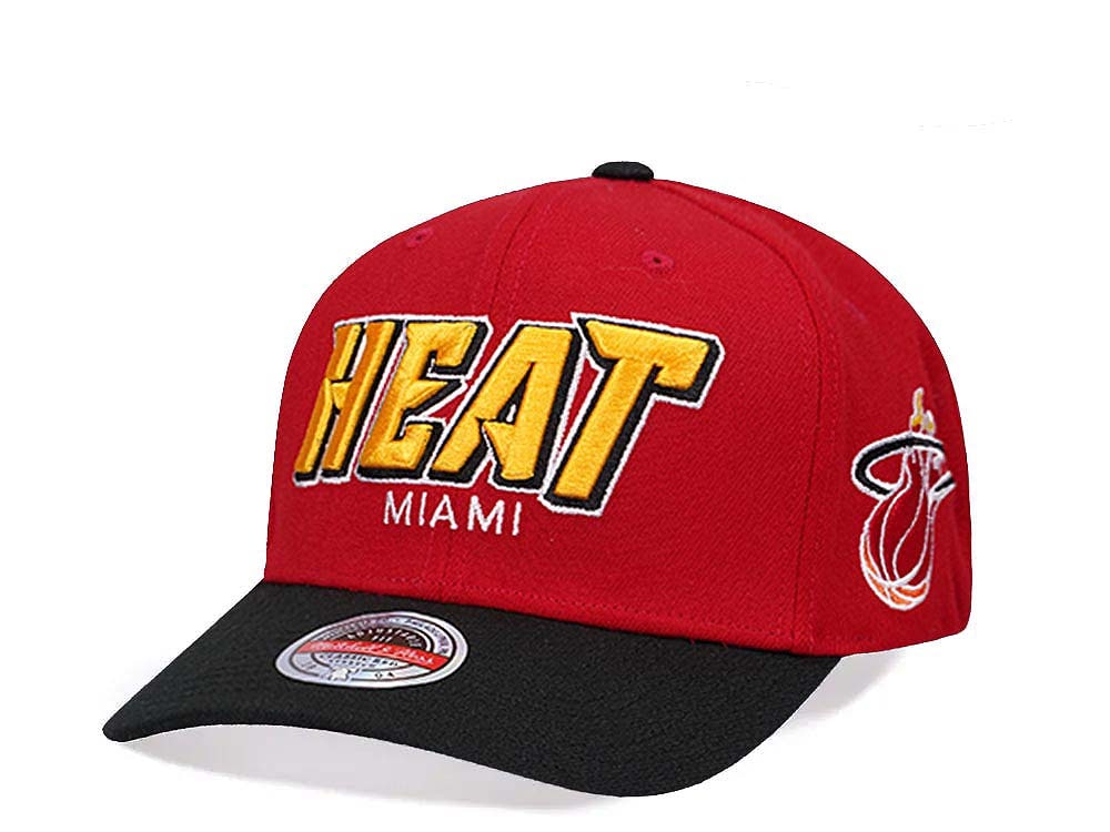 Mitchell & Ness Miami Heat Shredder Stretch Hardwood Classic Red Flex Snapback Casquette