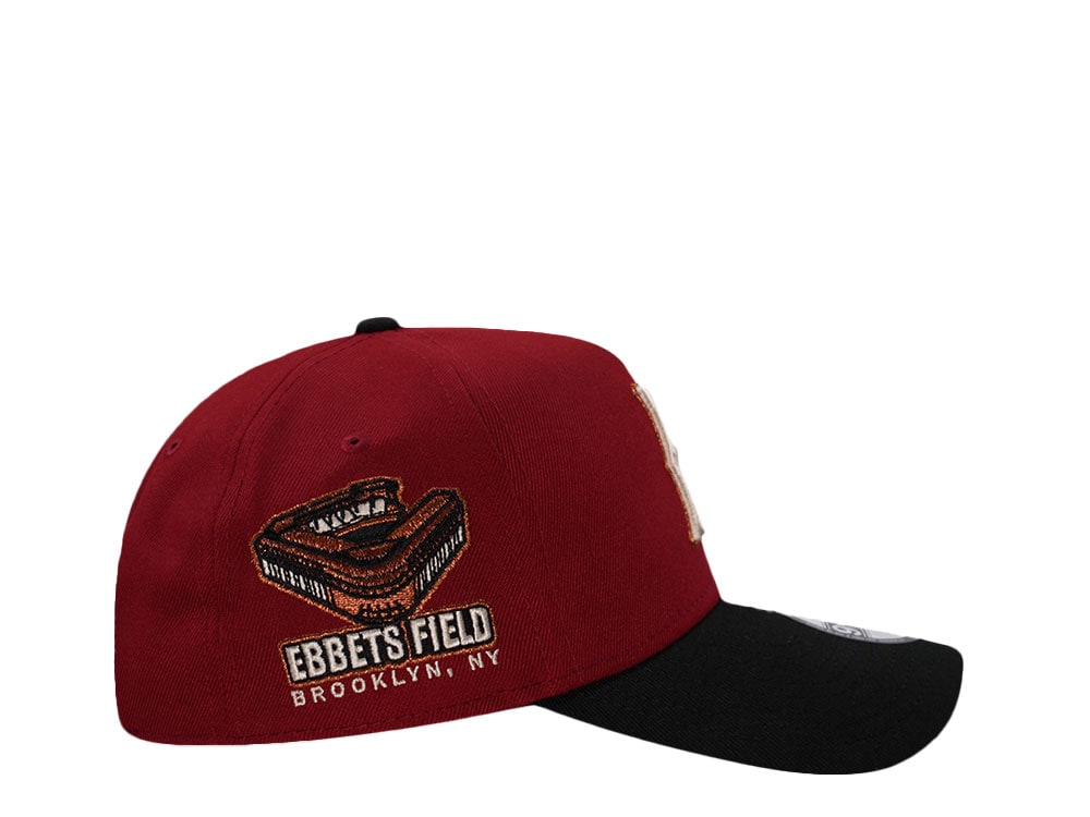 New Era Brooklyn Dodgers Ebbets Field Maroon Two Tone Edition 9Forty A Frame Snapback Casquette