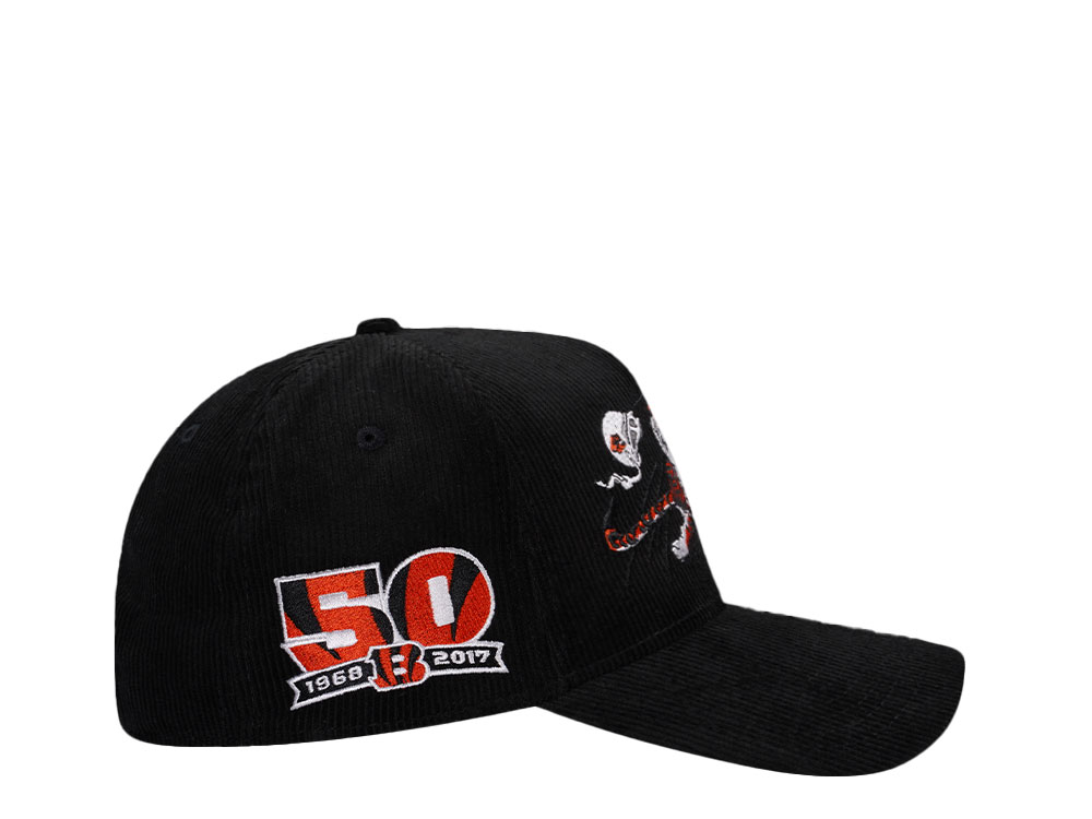 New Era Cincinnati Bengals 50th Anniversary Black Corduroy Edition 9Forty A Frame Snapback Casquette
