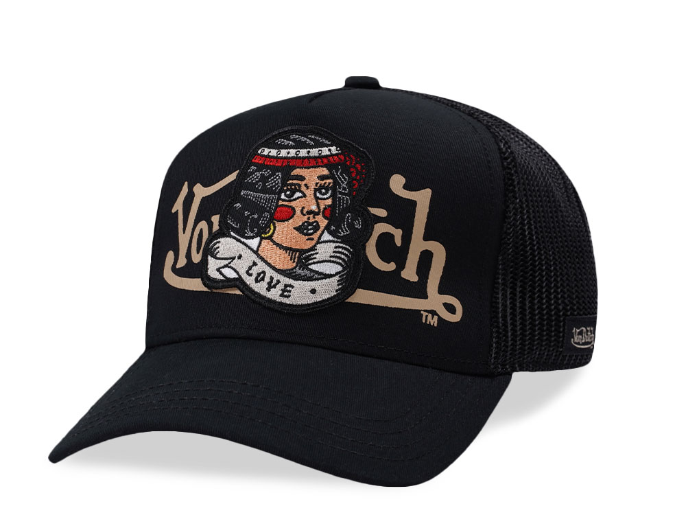 Von Dutch Love Patch Black Trucker Snapback Casquette