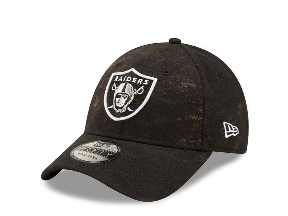 New Era Las Vegas Raiders Washed Pack Black Adjustable 9Forty Strapback Casquette