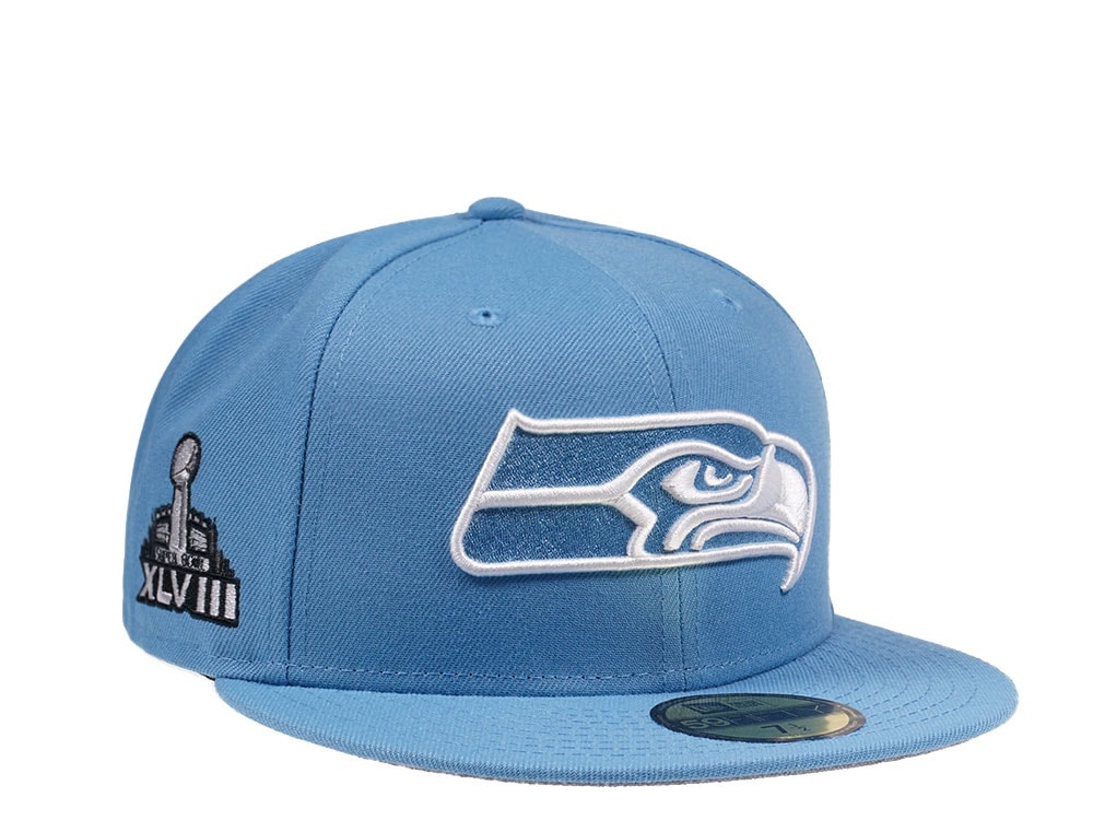 New Era Seattle Seahawks Super Bowl XLVIII Sky Blue Edition 59Fifty Fitted Casquette