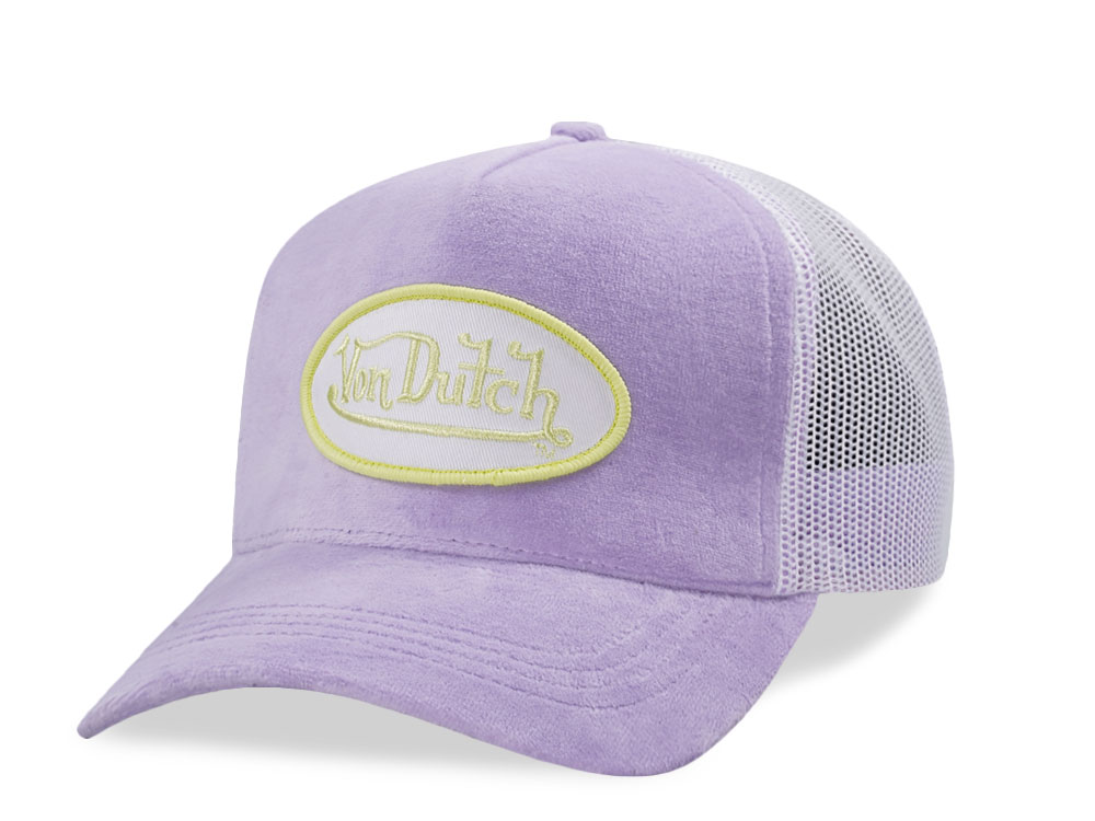 Von Dutch Oval Patch Lavender Velour Edition Trucker Snapback Casquette