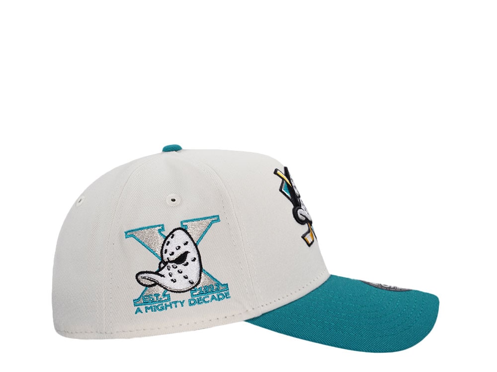 New Era Anaheim Ducks 10th Anniversary Chrome Aqua Two Tone Edition 9Forty A Frame Snapback Casquette