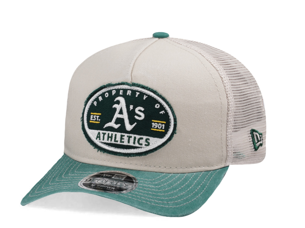 New Era Oakland Athletics Frayed Patch Stone Two Tone Edition 9Forty M Crown A Frame Trucker Snapback Casquette