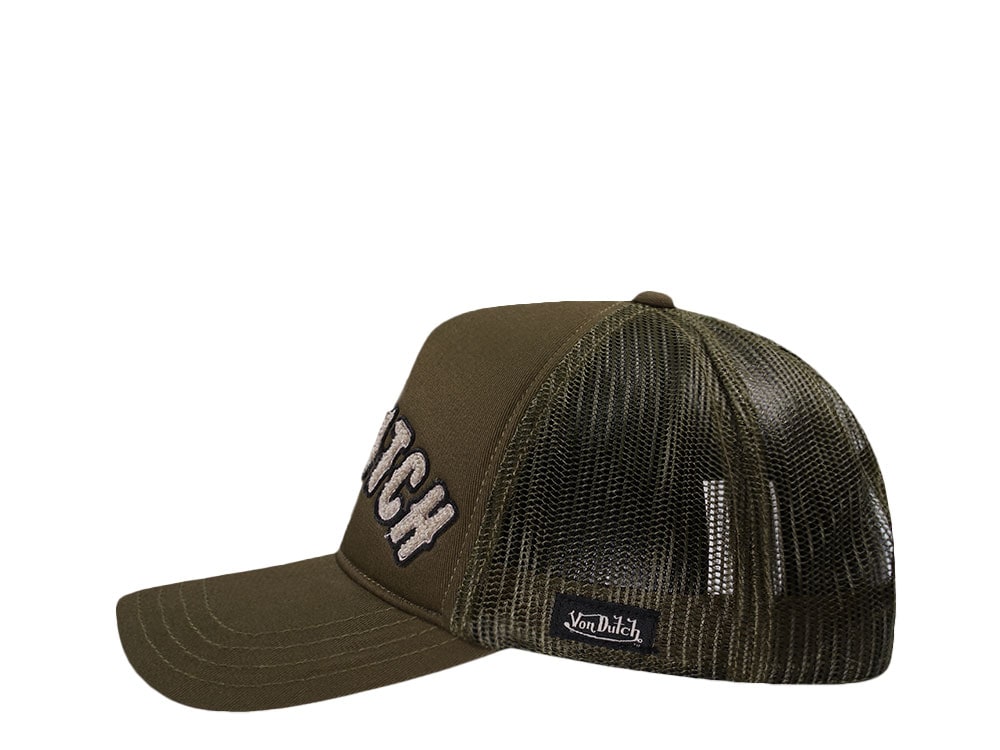 Von Dutch Script Olive Trucker Snapback Casquette