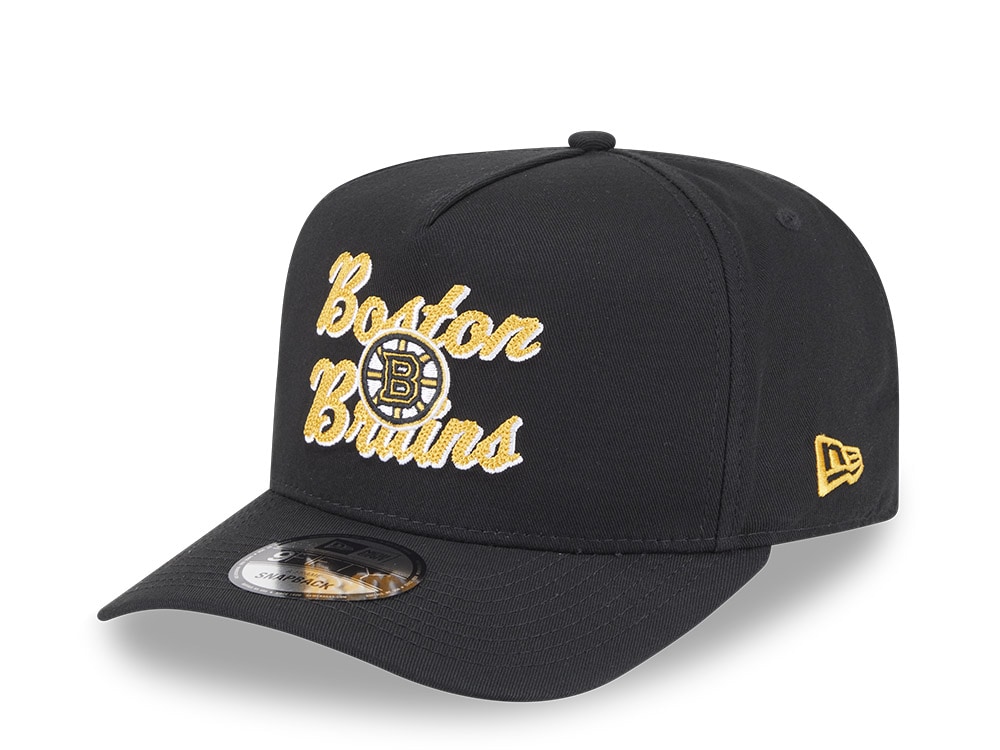 New Era Boston Bruins Chainstitch Black 9Fifty A Frame Snapback Casquette