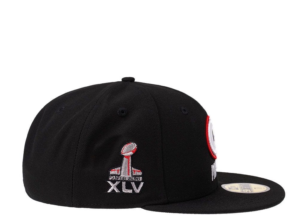 New Era Green Bay Packers Super Bowl XLV Black Crimson Collection 59Fifty Fitted Casquette