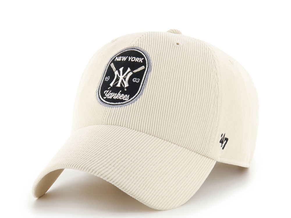 47 Brand New York Yankees Crosspatch Natural Corduroy Clean Up Strapback Casquette