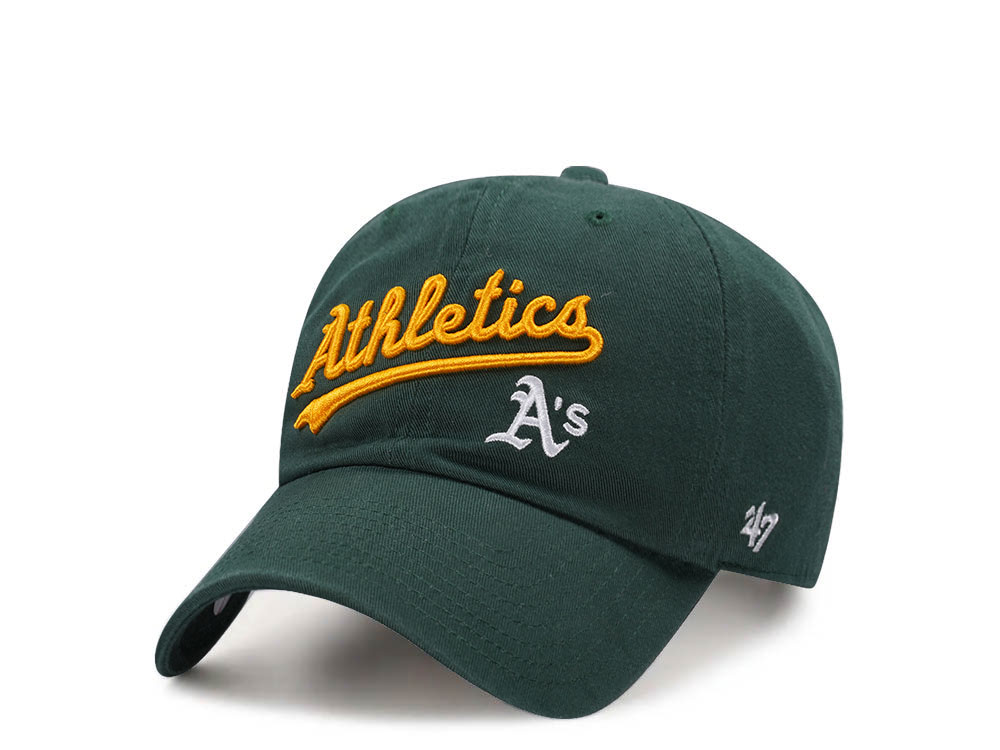 47Brand Oakland Athletics Dark Green Script Clean Up Strapback Casquette