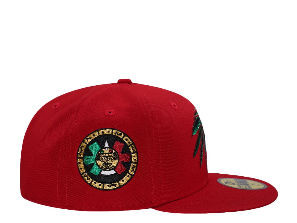 New Era Mexico Aztec Skull Warrior Metallic Red Prime Edition 59Fifty Fitted Casquette