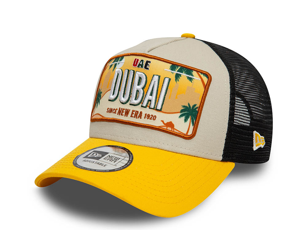 New Era Dubai License Plate Gray 9Forty A Frame Trucker Snapback Casquette
