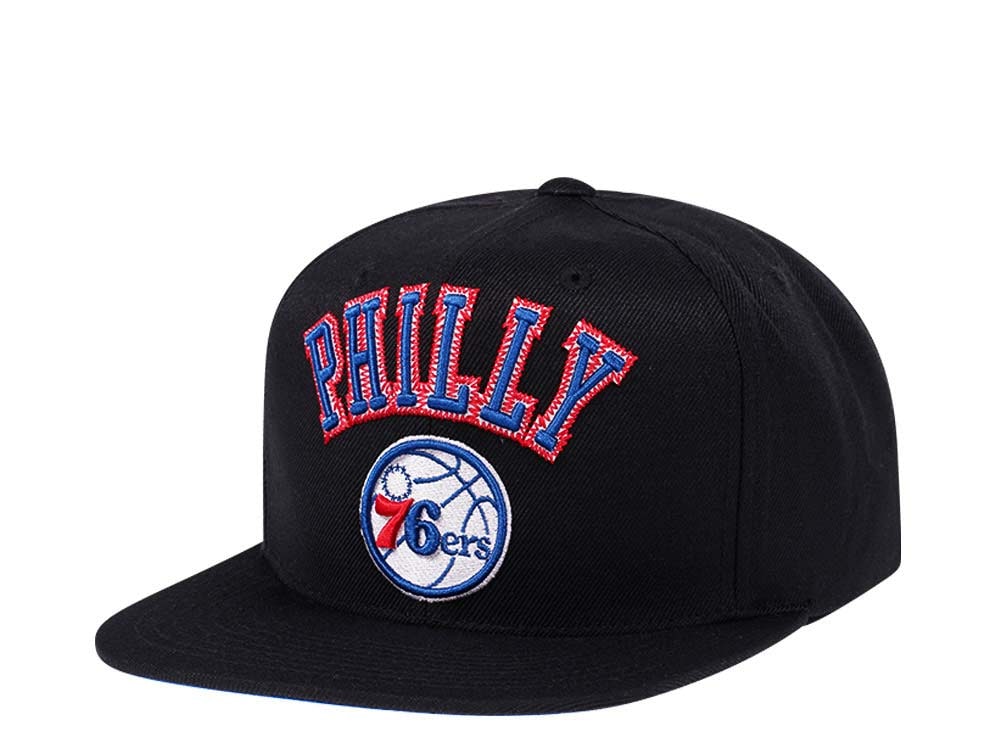 Mitchell & Ness Philadelphia 76ers Black Zig Zag Satin Undervisor Snapback Casquette