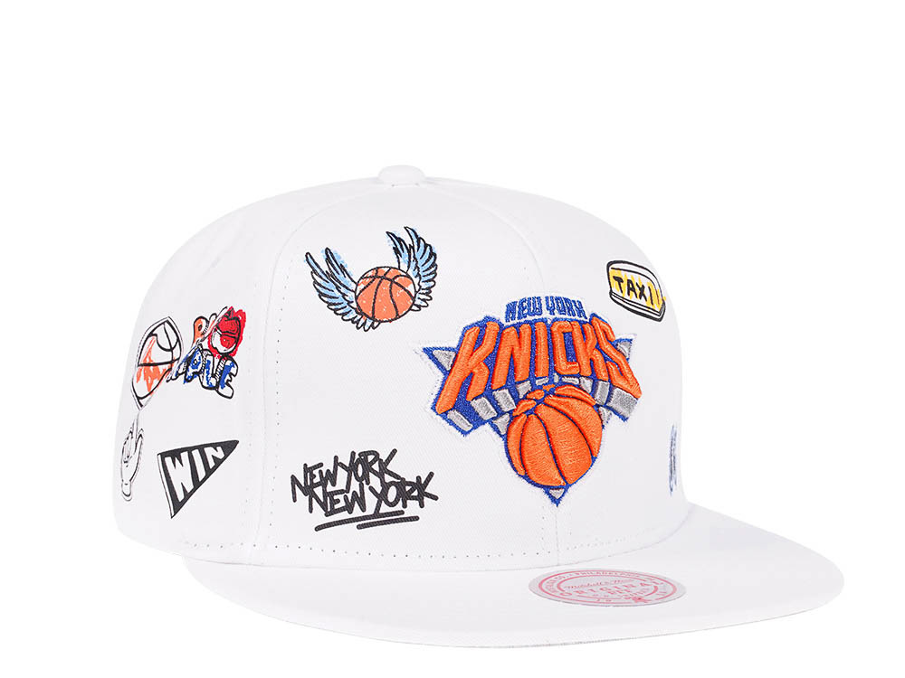 Mitchell & Ness New York Knicks White Hand Drawn Snapback Casquette