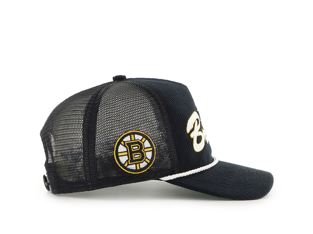 47Brand Boston Bruins Black Double Header Edition Trucker Hitch Snapback Casquette