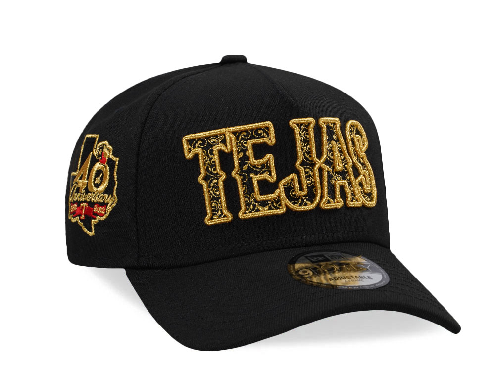 New Era Texas Rangers 40th Anniversary Metallic Black Prime Edition 9Forty A Frame Snapback Casquette
