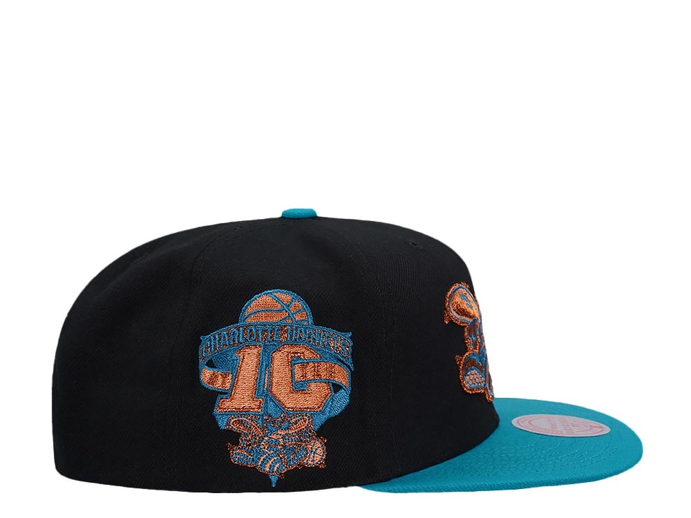 Mitchell & Ness Charlotte Hornets 10th Anniversary Make Cents Black Two Tone Hardwood Classic Snapback Casquette