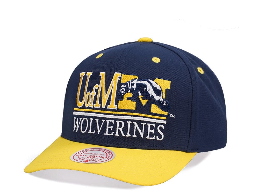 Mitchell & Ness University of Michigan Wolverines Pro Crown Fit Snapback Casquette