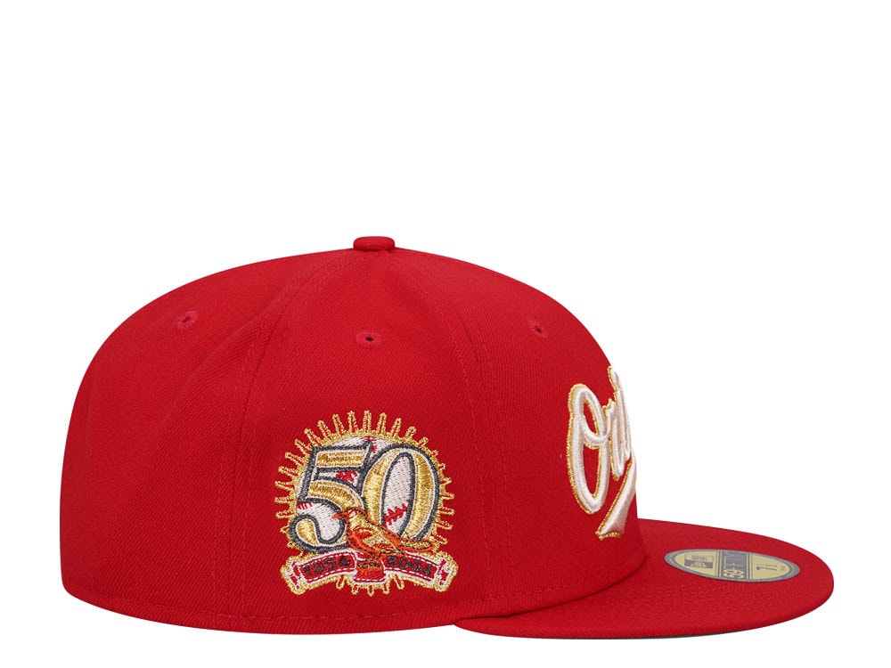 New Era Baltimore Orioles 50th Anniversary Scarlett Gold Edition 59Fifty Fitted Casquette