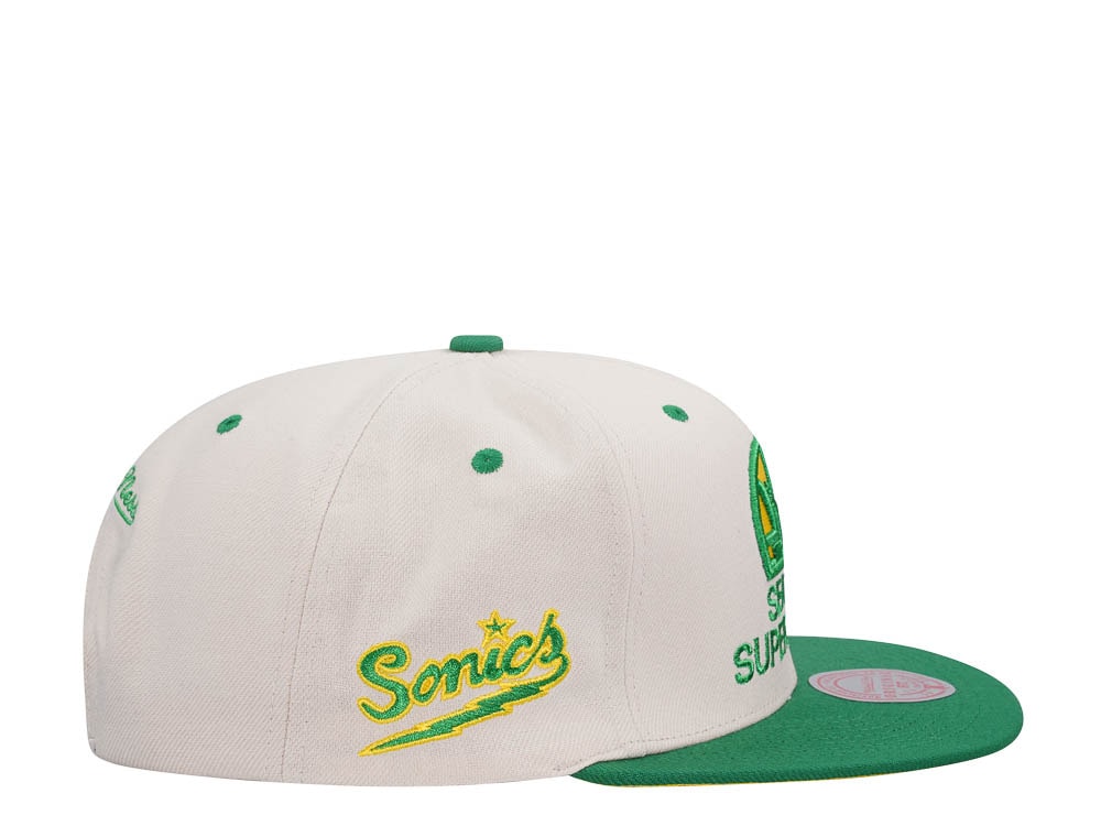 Mitchell & Ness Seattle Supersonics Sail Off White Two Tone Snapback Casquette