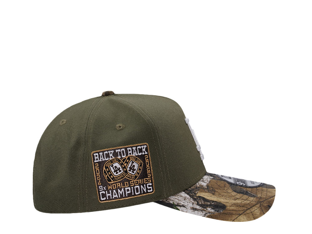 New Era Los Angeles Dodgers Back To Back World Series Champions Olive Edition 9Forty A Frame Snapback Casquette