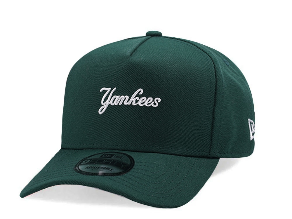 New Era New York Yankees Micro Script Dark Green Prime Edition 9Forty A Frame Snapback Casquette