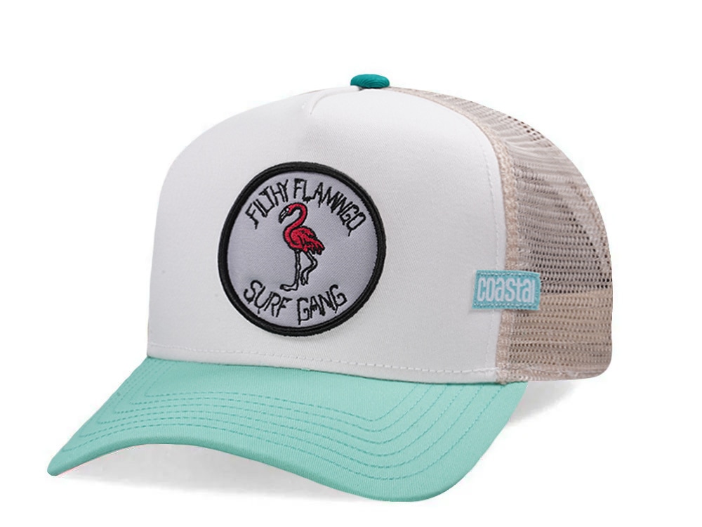 Djinns HFT Filthy Flamingo Surf Gang White Coastal Edition Trucker Snapback Casquette