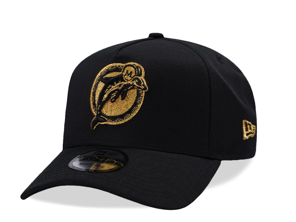 New Era Miami Dolphins Metallic Black Gold Edition 9Forty A Frame Snapback Casquette