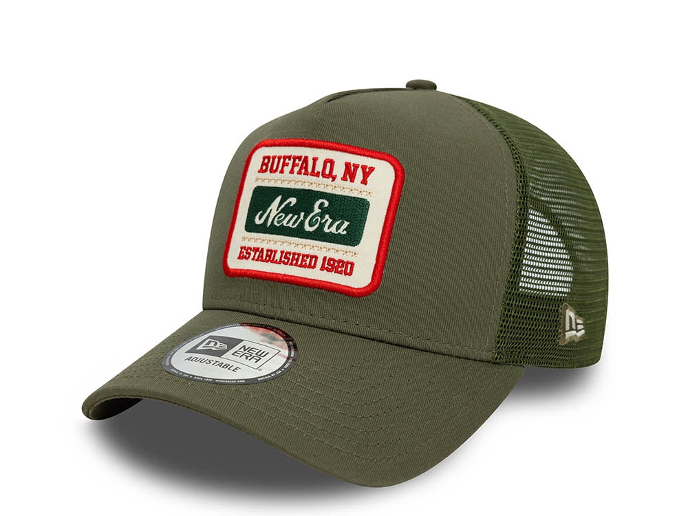 New Era Patch Olive 9Forty A Frame Trucker Snapback Casquette