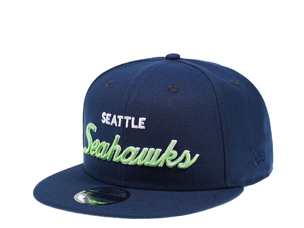 New Era Seattle Seahawks Navy Script Edition 9Fifty Snapback Casquette