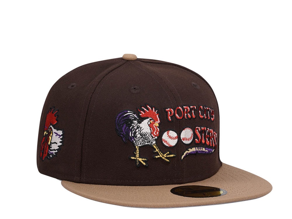 New Era Port City Roosters Brown Classic Two Tone Edition 59Fifty Fitted Casquette