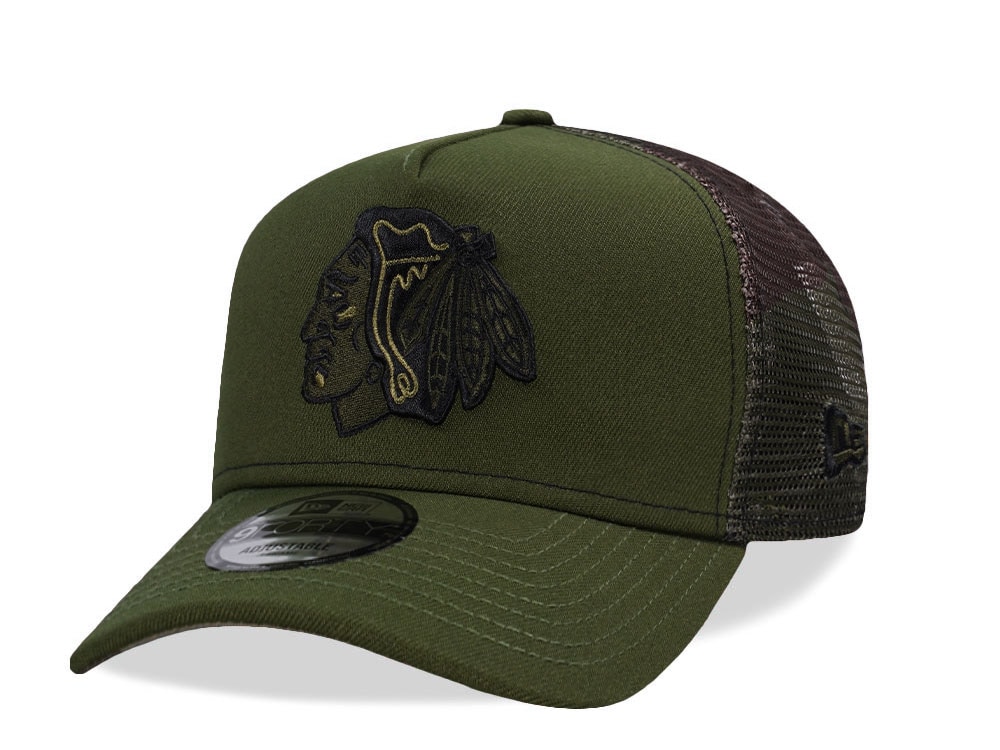 New Era Chicago Blackhawks Rifle Camo Trucker Edition 9Forty A Frame Snapback Casquette