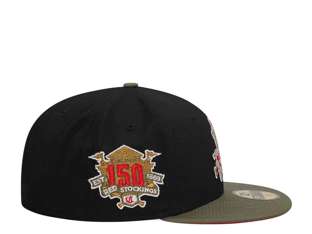 New Era Cincinnati Reds 150th Anniversary Black Olive Two Tone Edition 59Fifty Fitted Casquette