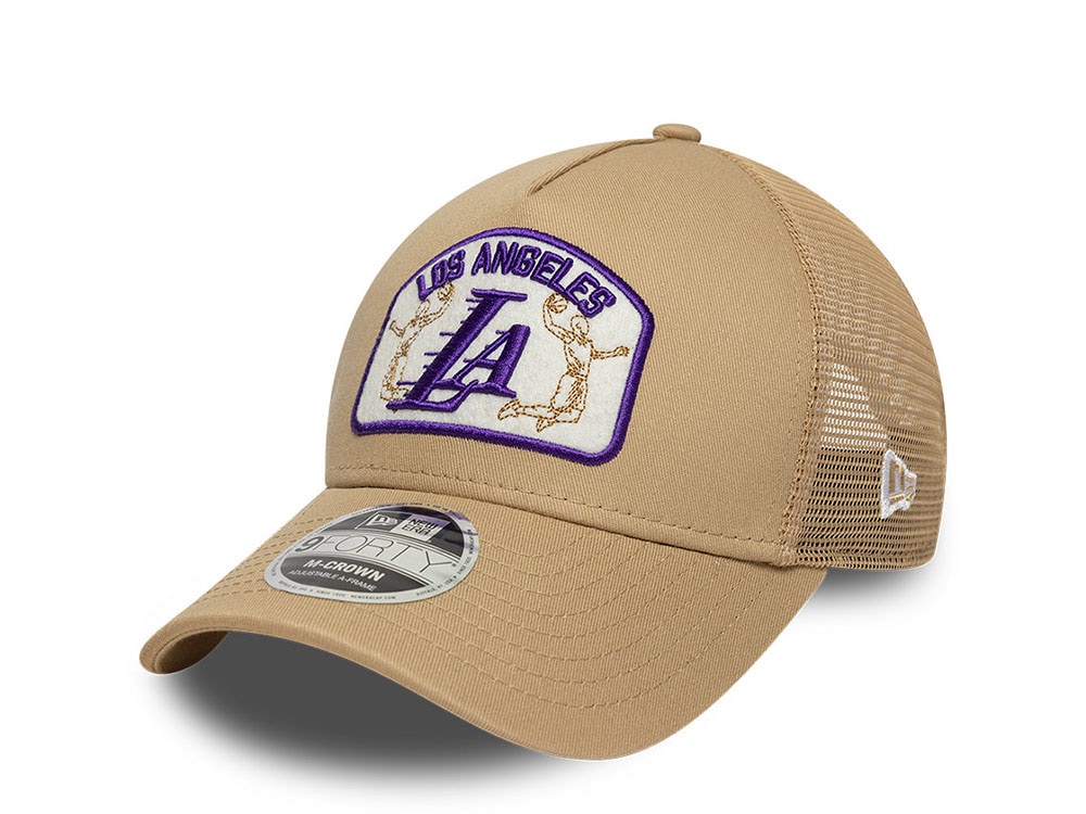 New Era Los Angeles Lakers Patch Camel Edition 9Forty A Frame Trucker Snapback Casquette