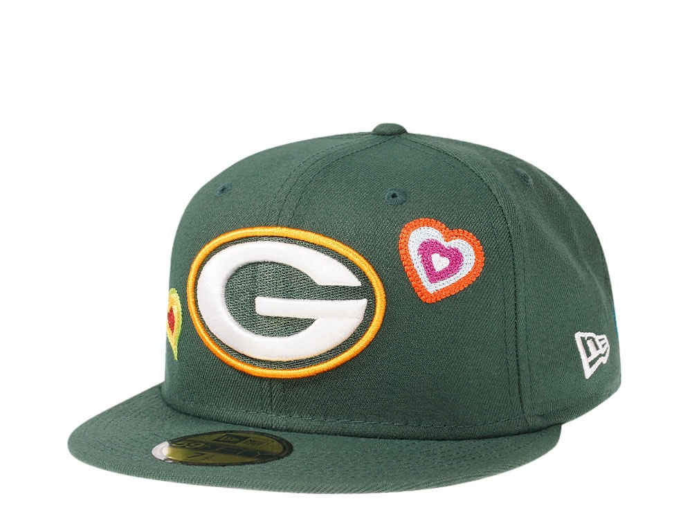New Era Green Bay Packers Green Chainstitchheart Edition 59Fifty Fitted Casquette
