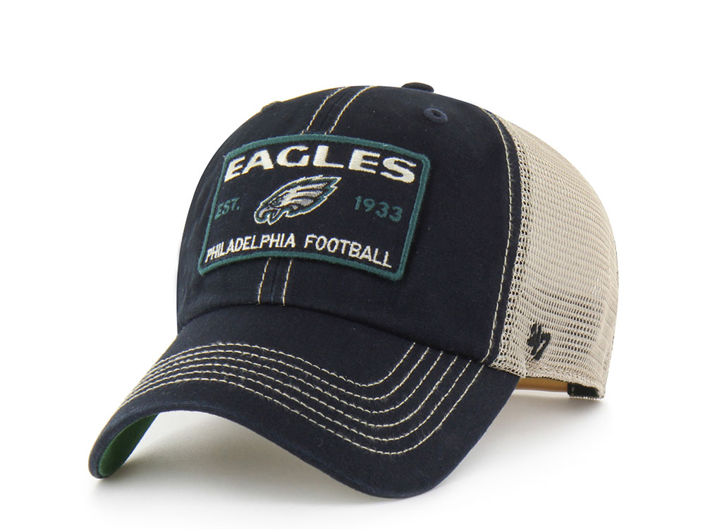 47 Brand Philadelphia Eagles Washed Black Clean Up Strapback Casquette