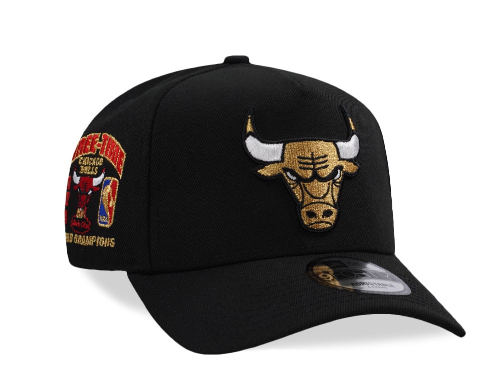 New Era Chicago Bulls 3x World Champions Black Prime Edition 9Forty A Frame Snapback Casquette