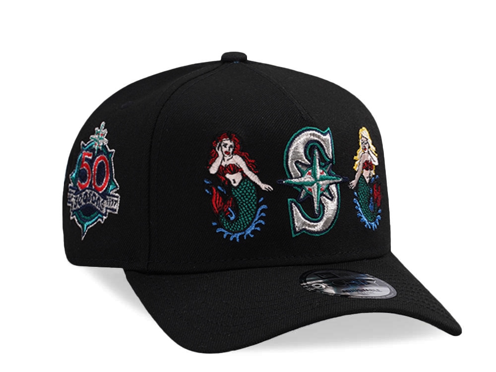 New Era Seattle Mariners 50th Anniversary Mermaid Black Prime Edition 9Forty A Frame Snapback Casquette
