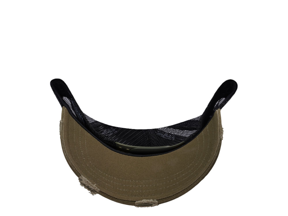 Von Dutch Square Patch Distressed Olive Trucker Snapback Casquette