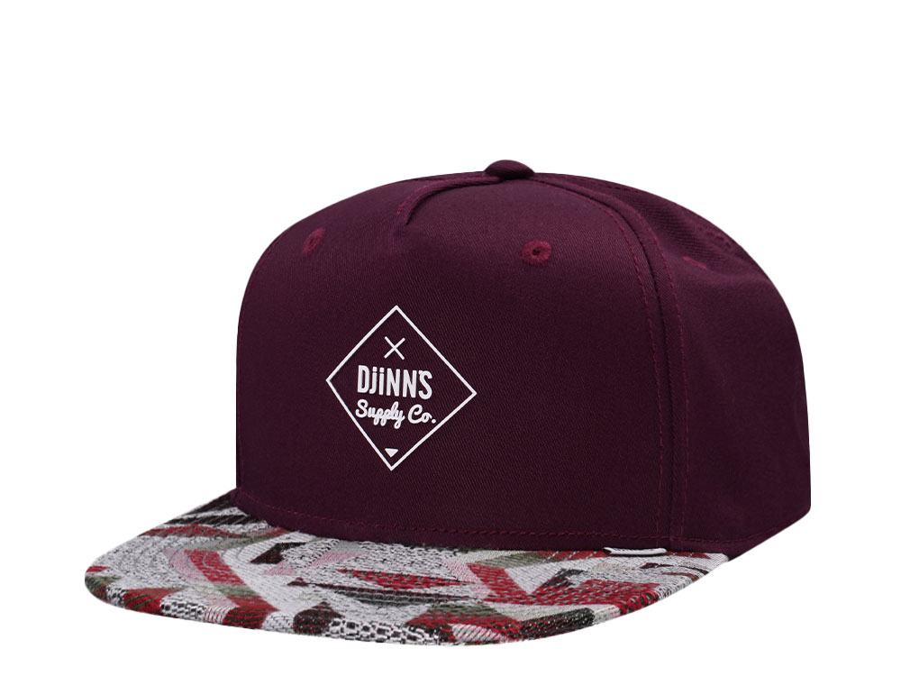 Djinns Rubber Aztec Wine 6 Panel Snapback Casquette