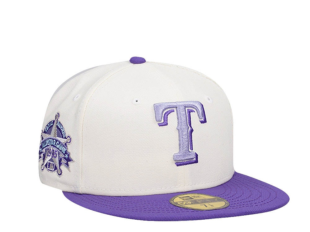 New Era Texas Rangers All Star Game 1995 Cream Purple Two Tone Edition 59Fifty Fitted Casquette