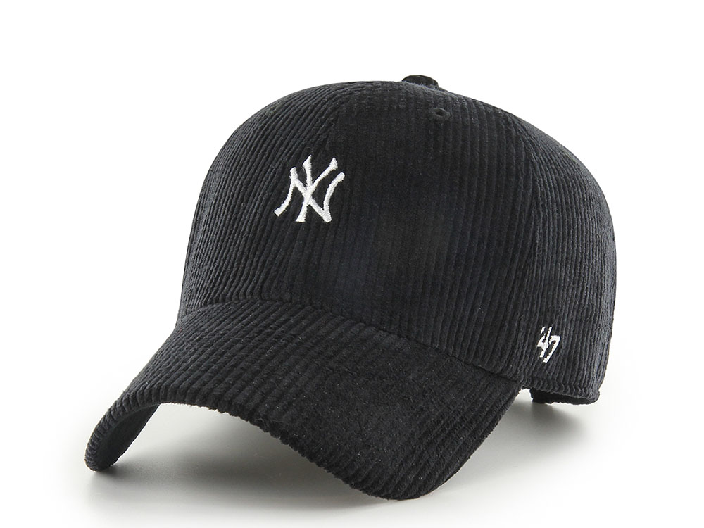 47 Brand New York Yankees Corduroy Black Base Runner Clean Up Strapback Casquette