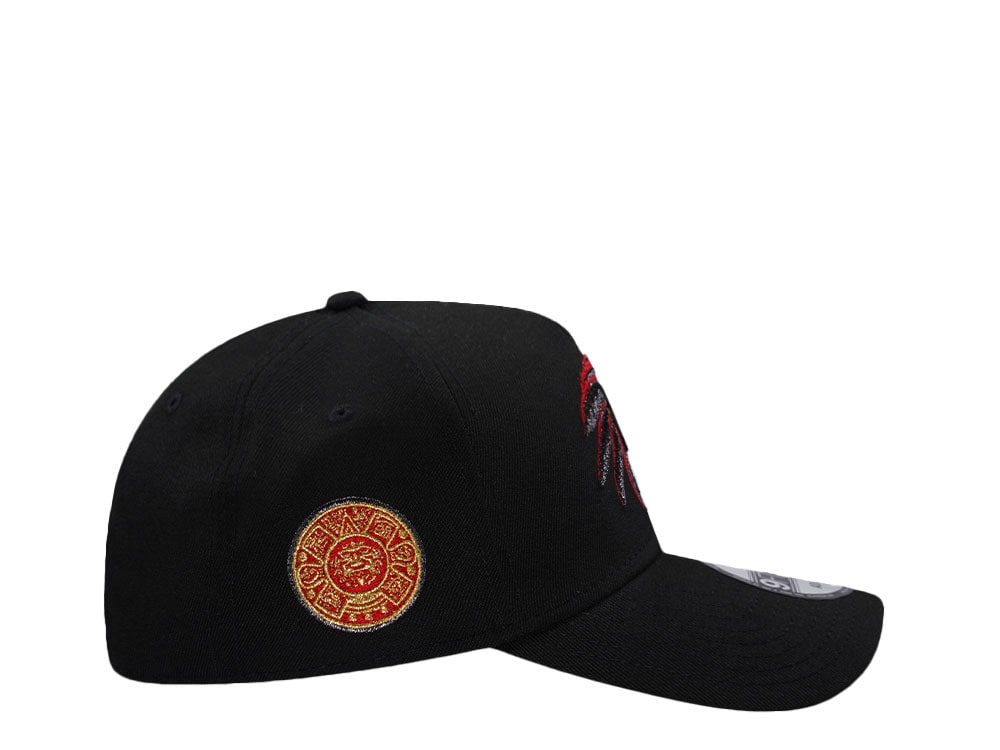 New Era Mexico Aztec Skull Warrior Metallic Black Prime Edition 9Forty A Frame Snapback Casquette