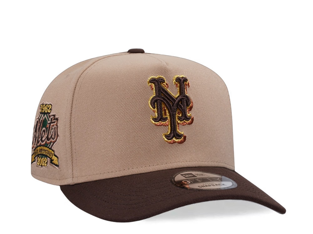 New Era New York Mets 40th Anniversary Tan Metallic Two Tone Edition 9Fifty A Frame Snapback Casquette