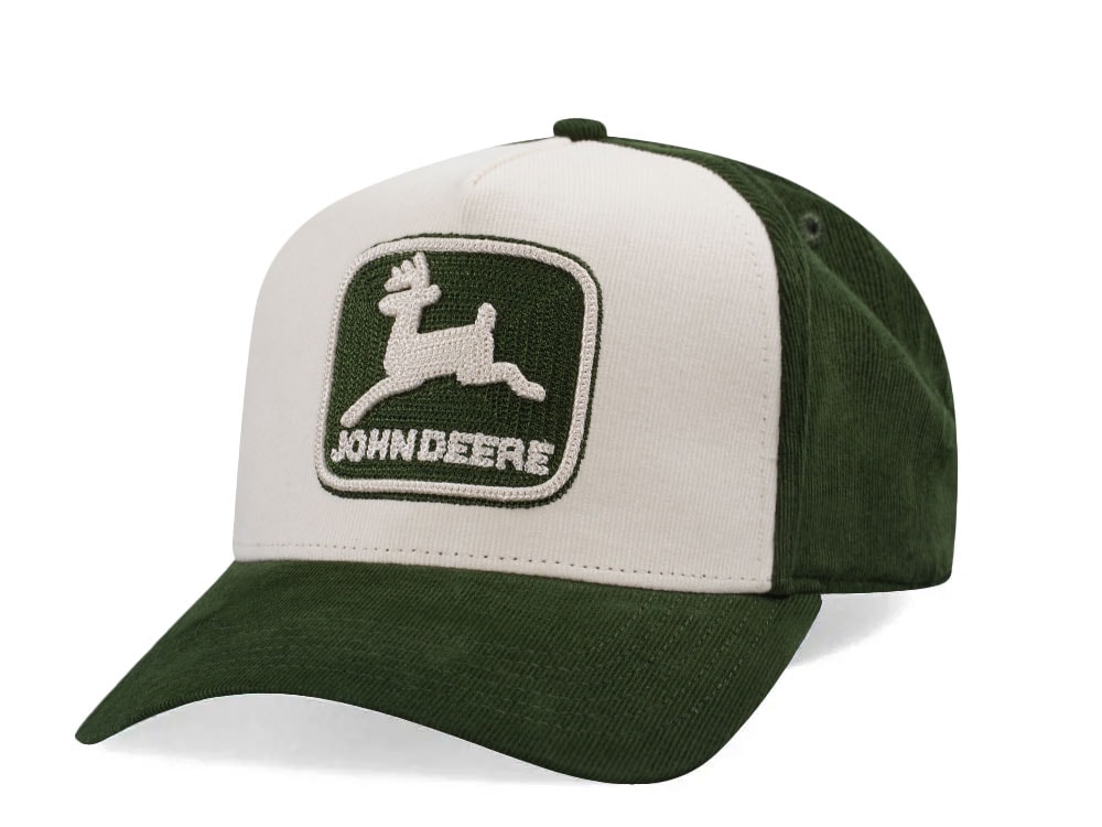 John Deere Vintage JD TM Chain Stitch White Green Snapback Casquette