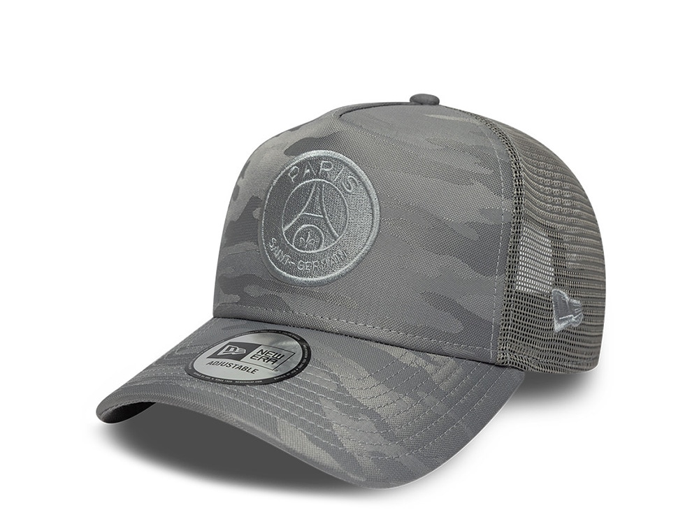 New Era Paris Saint Germain Gray Tonal Camouflage Prime Edition 9Forty A Frame Trucker Snapback Casquette