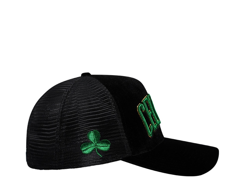 New Era Boston Celtics Black Velvet 9Forty A Frame Trucker Snapback Casquette