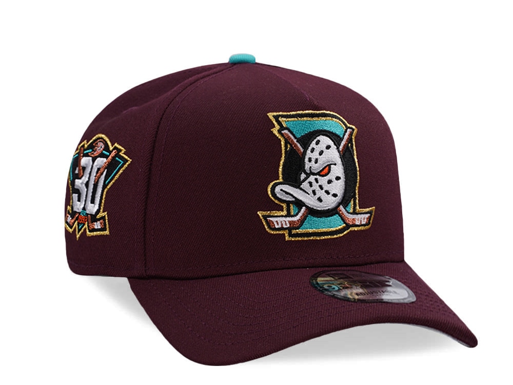 New Era Anaheim Ducks 30th Anniversary Maroon Prime Edition 9Forty A Frame Snapback Casquette