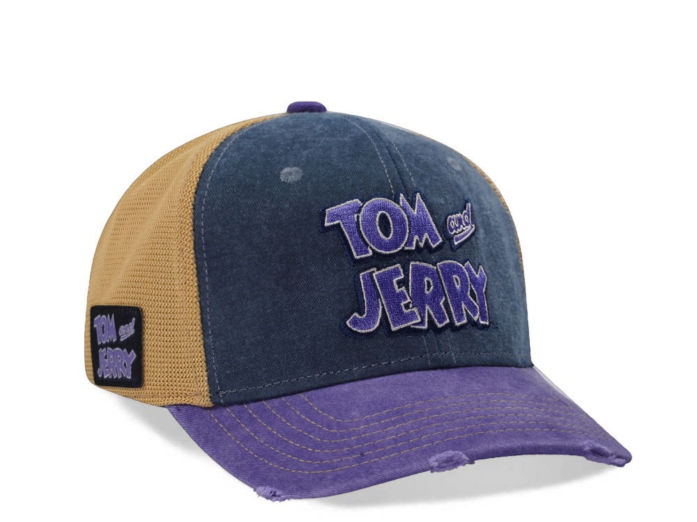 Capslab Tom and Jerry Distressed Navy Trucker Snapback Casquette